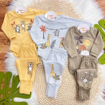  Kit 6 Peças - Safari Circus - Mostarda, Mescla e Marrom